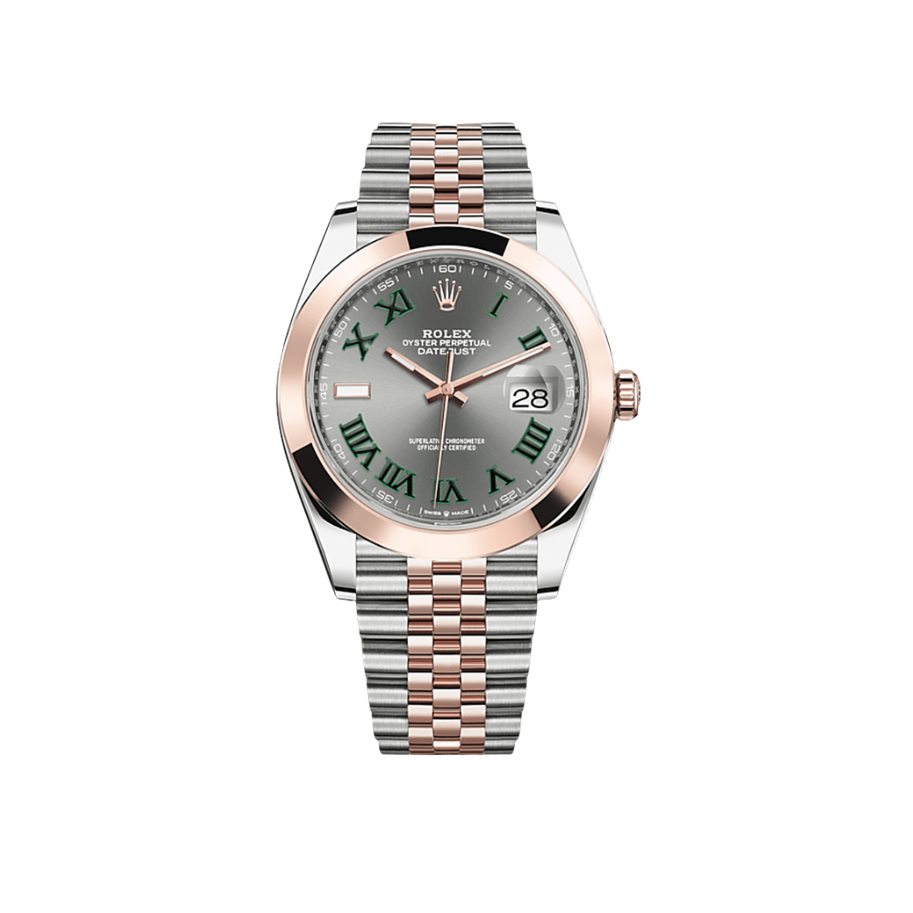 Rolex Datejust 41 126301 Stainless Steel Rose Gold Slate/Green Dial Jubilee