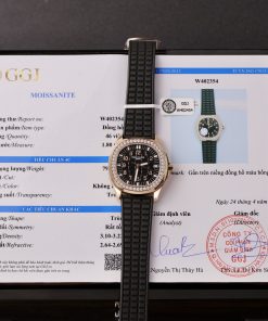 Patek Philippe Aquanaut 5067 Automatic Replica Watches Custom Moissanite Diamonds 35.6mm