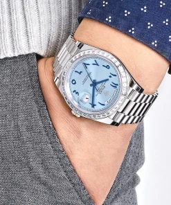 Alternative view of Rolex Day-Date 40 228396TBR Platinum Ice Blue Arabic Dial Diamond Bezel