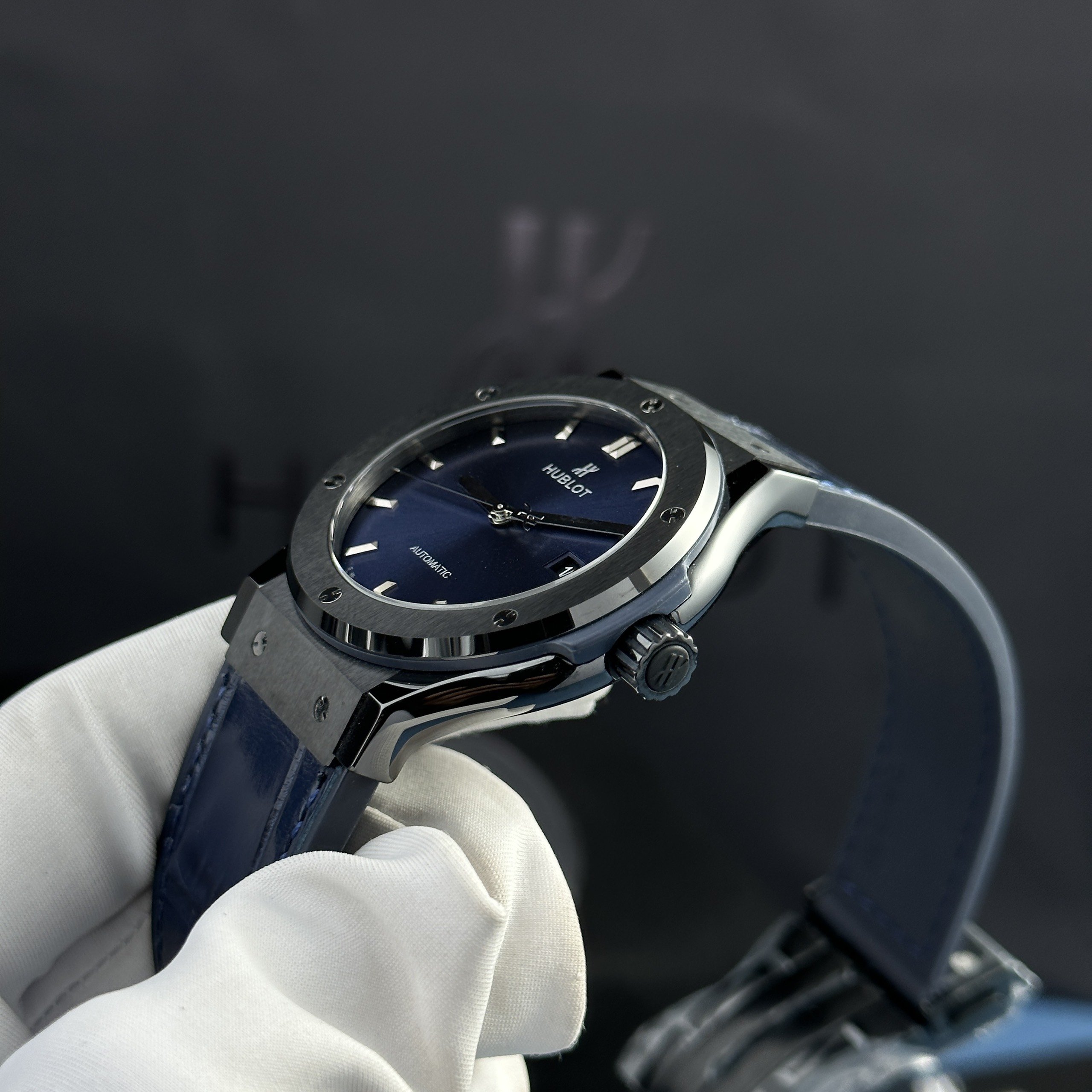 Hublot Replica Watch Classic Fusion Ceramic Blue Dial JJZ Customs 42mm - Image 4