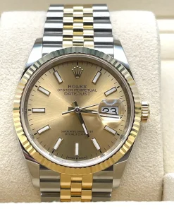 Alternative view of Rolex Datejust 36 126233 Stainless Steel Yellow Gold Champagne Dial Jubilee