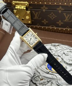 Alternative view of Cartier Tank Louis Replica 11 White Face Black Leather Strap 27.8×38.1mm