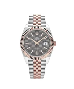 Rolex Datejust 41 126331 Rose Gold Stainless Steel Rhodium Slate Fluted Motif Dial Jubilee