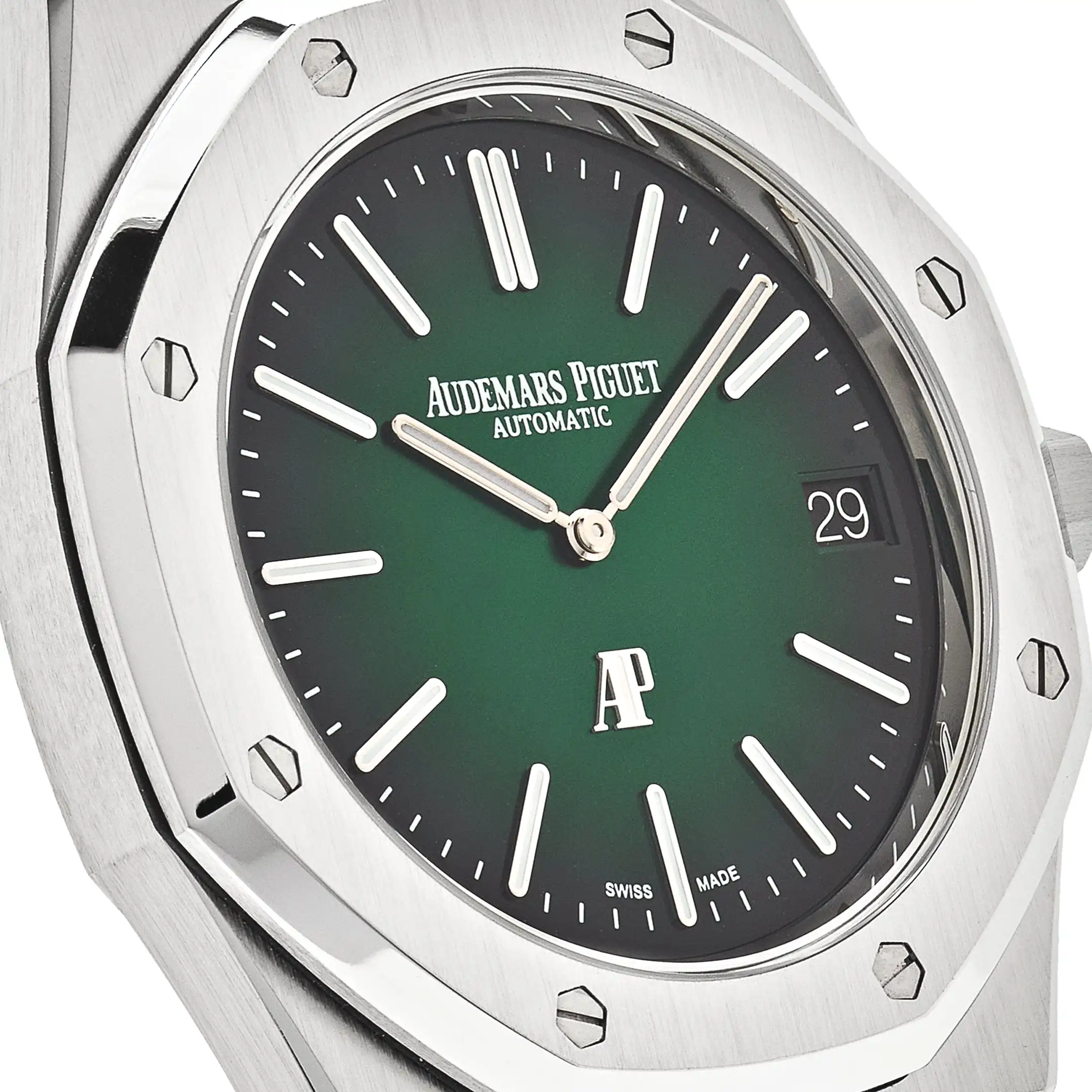Audemars Piguet Royal Oak 15202PT.OO.1240PT.01 ‘Jumbo’ Extra-Thin Platinum Green Dial - Image 4