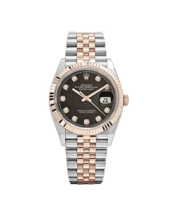 Rolex Datejust 36 126231 Rose Gold Stainless Steel Black Diamond Dial