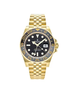 Rolex GMT-Master II 126718GRNR Yellow Gold Black Dial Jubilee 40mm