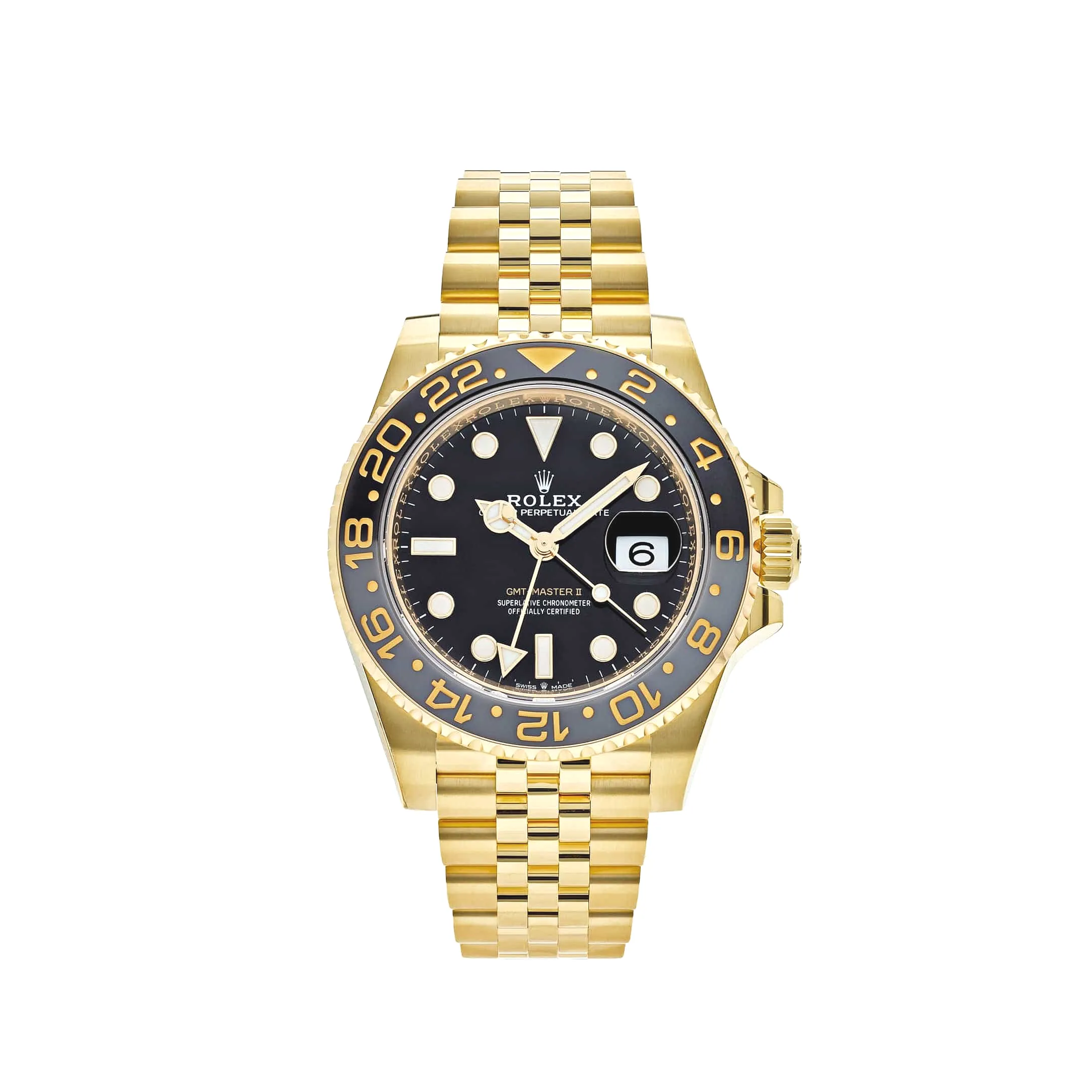 Rolex GMT-Master II 126718GRNR Yellow Gold Black Dial Jubilee 40mm