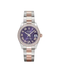 Rolex Datejust 31 278381RBR ‘Ladies’ Stainless Steel Rose Gold Aubergine Purple Dial Diamond Bezel Oyster