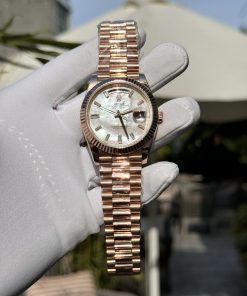 Alternative view of Replica Rolex Watch Day-Date Mother Of Pearl & Moissanite Diamonds Gold Wrapped GMF 40mm