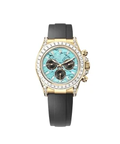 Rolex Daytona 126538TBR Yellow Gold Turquoise Stone Dial Diamond Bezel Oysterflex