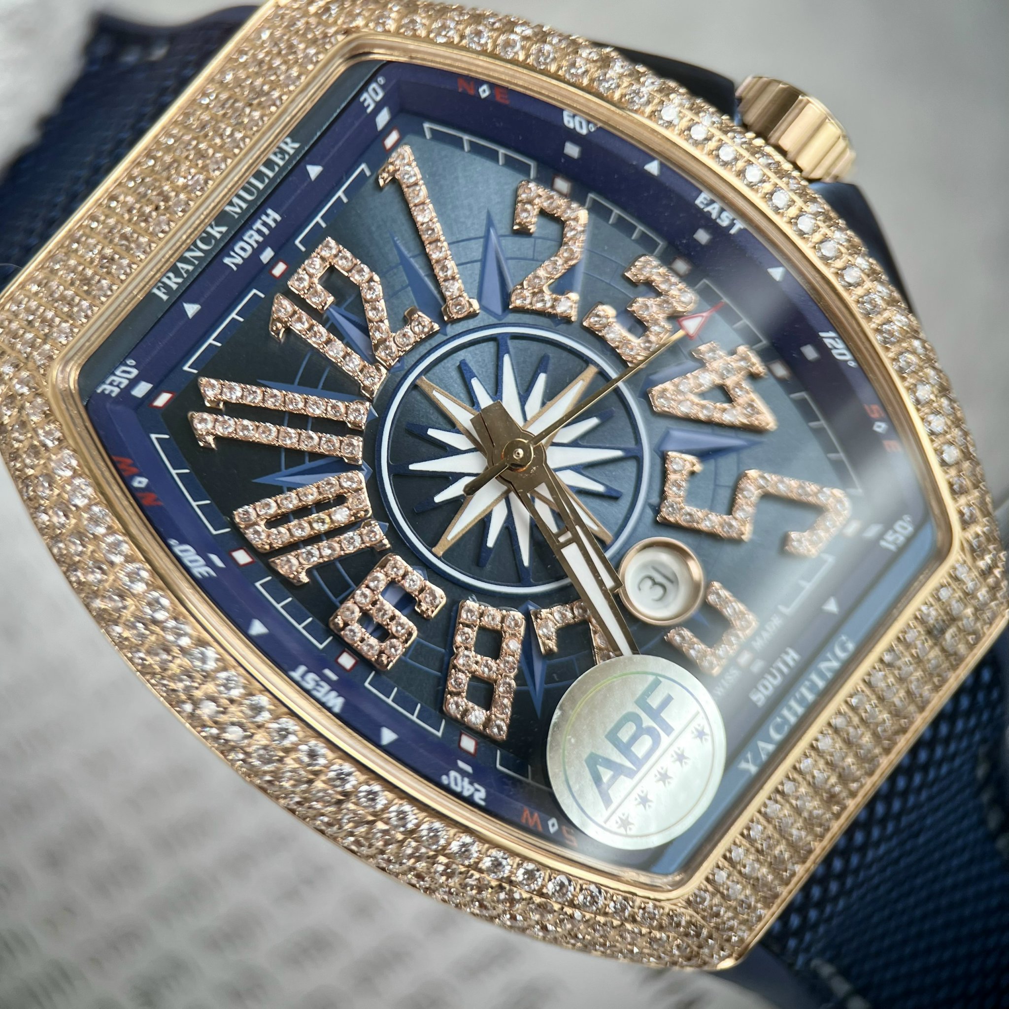 Franck Muller V45 Watch Rose Gold Blue Color ABF Factory 45mm - Image 3