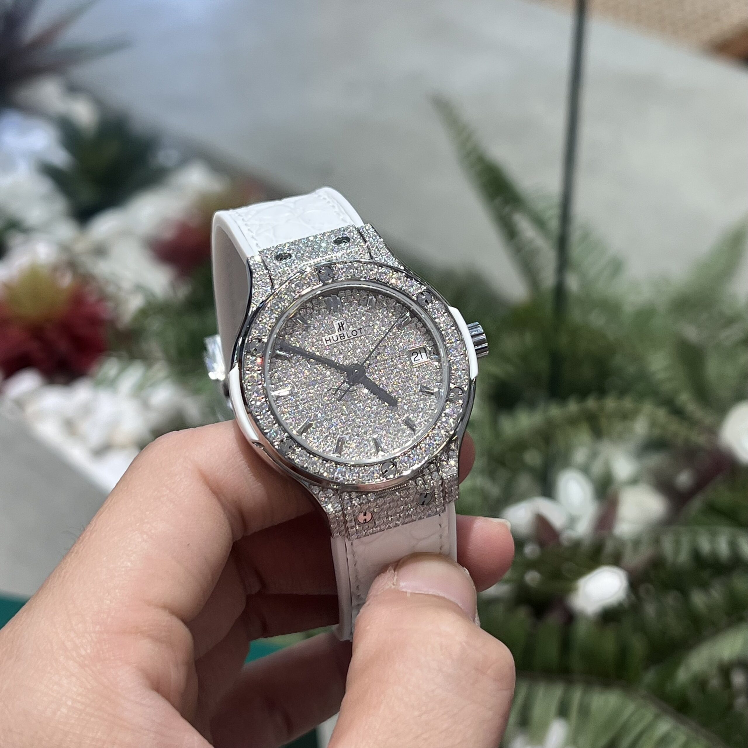 Hublot Classic Fusion Titanium Custom Full Diamonds Moissanite White 38mm - Image 2
