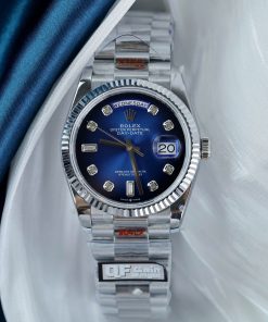 Alternative view of Rolex Day-Date 128239 Replica Ombre Blue Dial Weight 157gr Factory QF 36mm