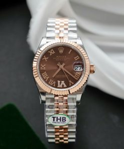 Rolex DateJust Demi Replica Chocolate Dial Roman Numerals THB Factory 31mm