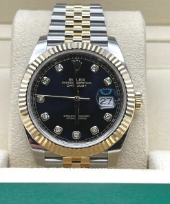 Alternative view of Rolex Datejust 41 126333 Yellow Gold & Stainless Steel Black Diamond Dial Jubilee