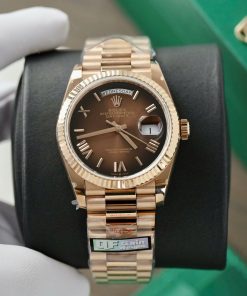 Alternative view of Rolex Day-Date 128235 Replica Chocolate Dial Weight 159gr Factory QF 36mm