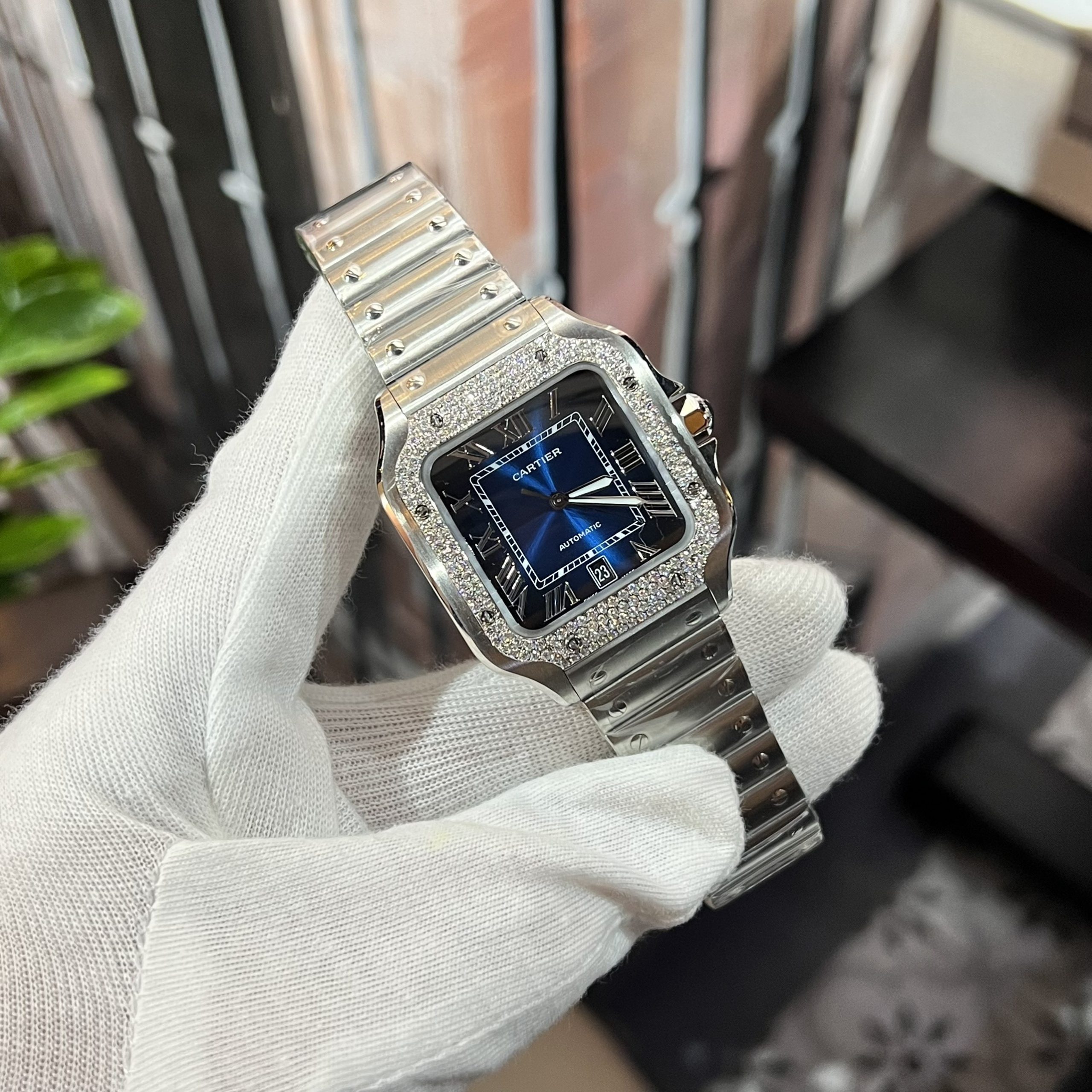 Catier Santos Customs Moissanite Diamonds Bezel Best Replica 39.8mm - Image 3