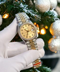 Alternative view of Rolex DateJust Custom Moissanite Diamonds Bezel Rep Watch 31mm