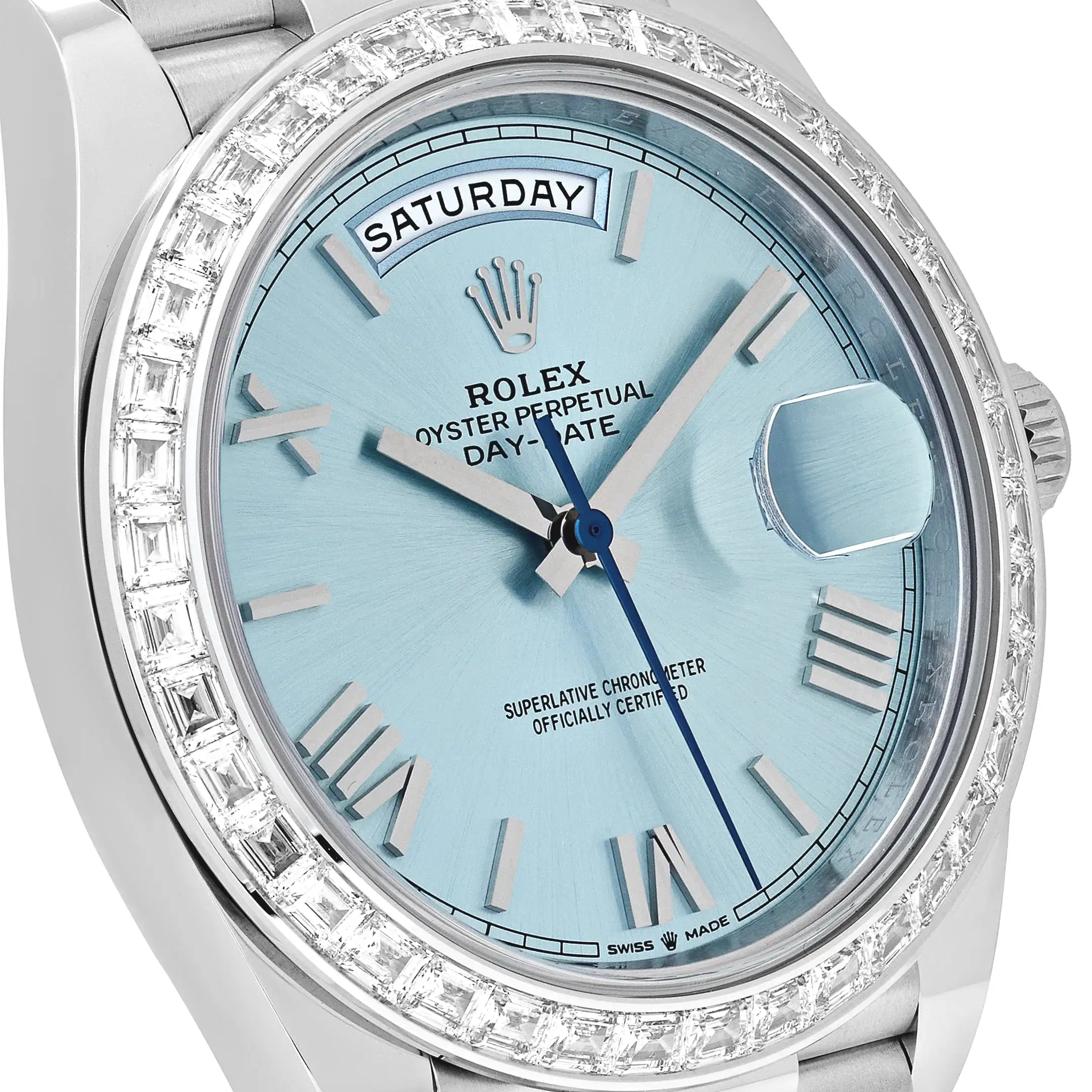 Rolex Day-Date 40 228396TBR Platinum Ice Blue Roman Dial Diamond Bezel (2025) - Image 5