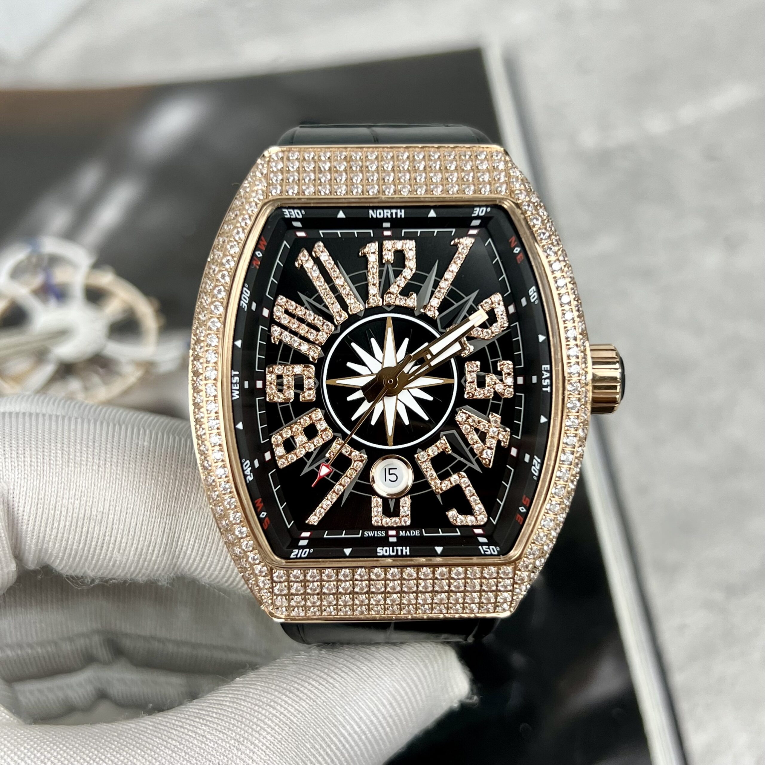 Franck Muller V45 Watch Rose Gold Black Color ABF Factory 45mm