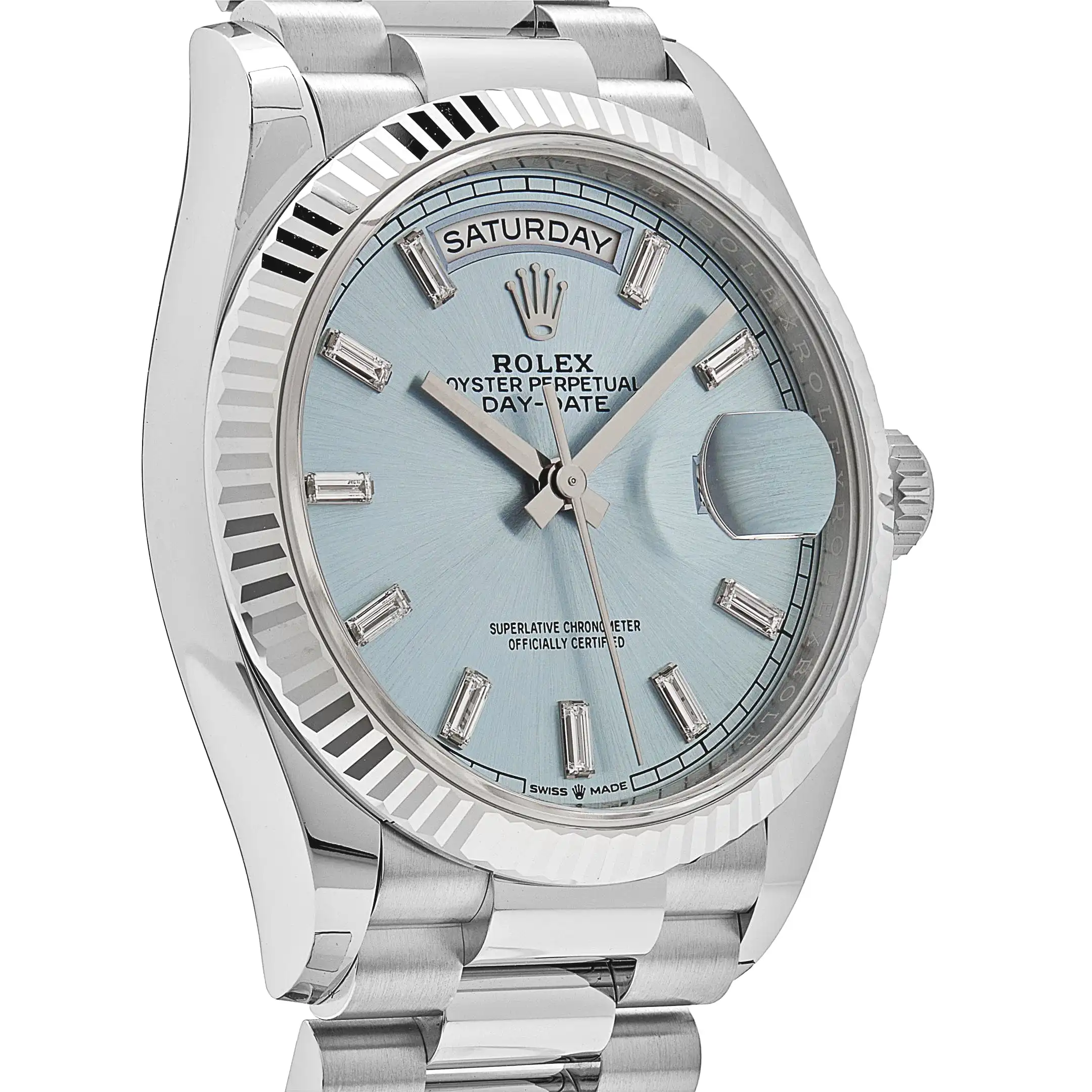 Rolex Day-Date 36 128236 Platinum Ice Blue Baguette Dial - Image 4