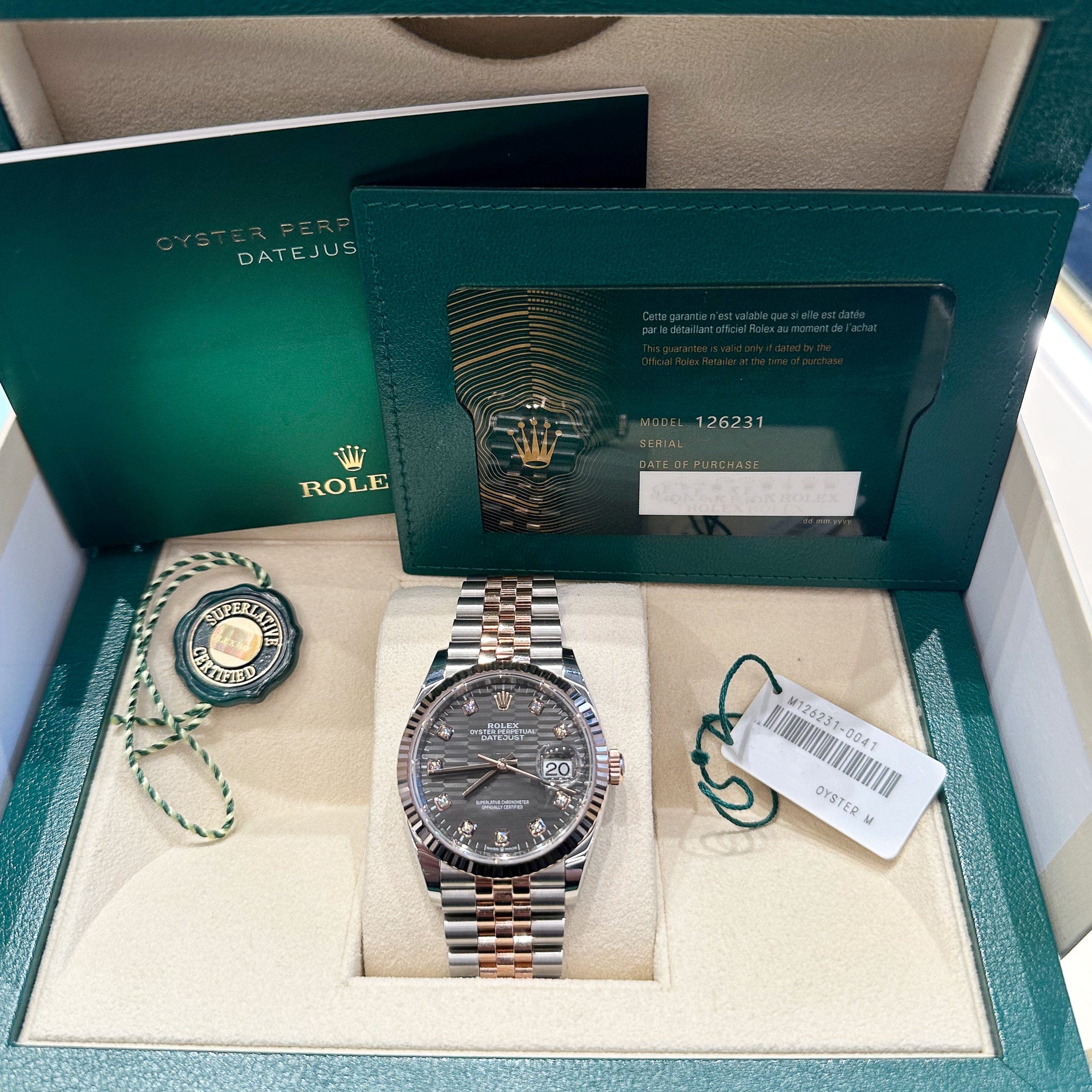 Rolex Datejust 36 126231 Rose Gold Stainless Steel Slate Motif Diamond Dial - Image 11