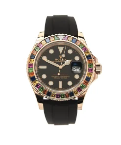 Rolex Yacht-Master 40 116695SATS Rose Gold Black Dial Rainbow Bezel
