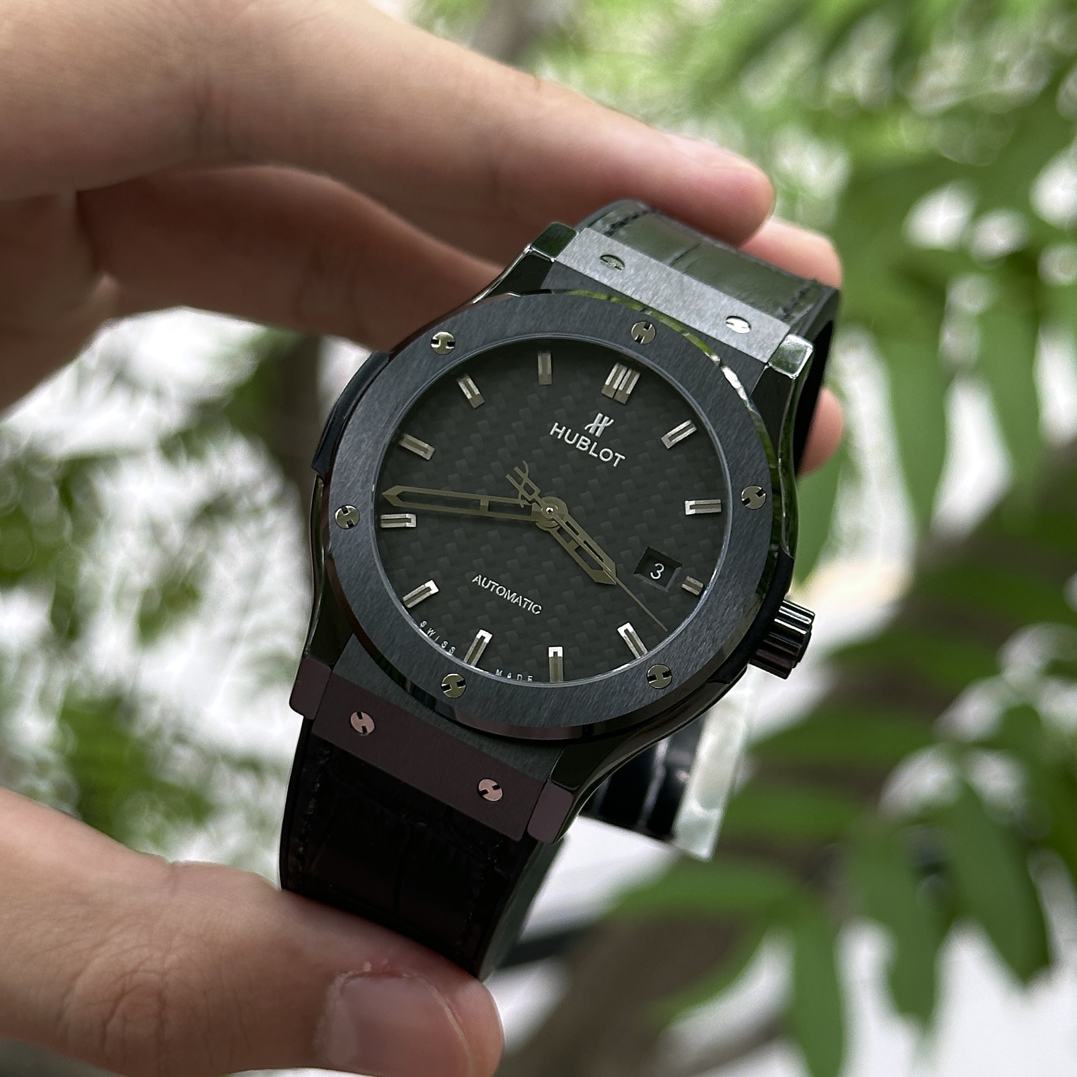 Hublot Classic Fusion Ceramic Carbon Dial Replica Watch JJZ 42mm - Image 3