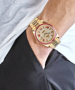 Alternative view of Rolex Day-Date 40 228398TRU Yellow Gold Roman Dial Ruby Bezel