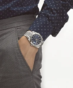 Alternative view of Rolex Datejust 41 126334 Stainless Steel Fluted Motif Blue Dial Jubilee