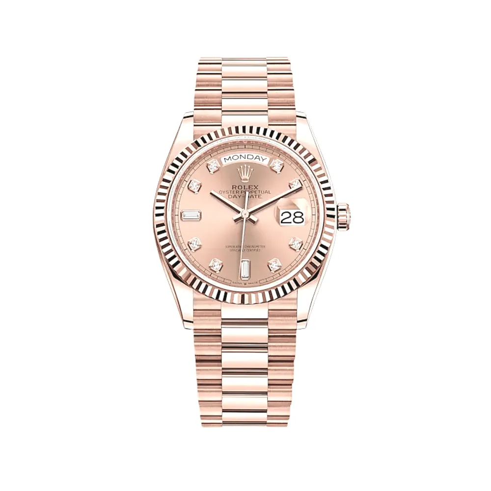Rolex Day-Date 36 128235 Rose Gold Pink Diamond Dial