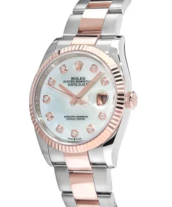 Alternative view of Rolex Datejust 36 126231 Rose Gold Stainless Steel Mother of Pearl Diamond Dial