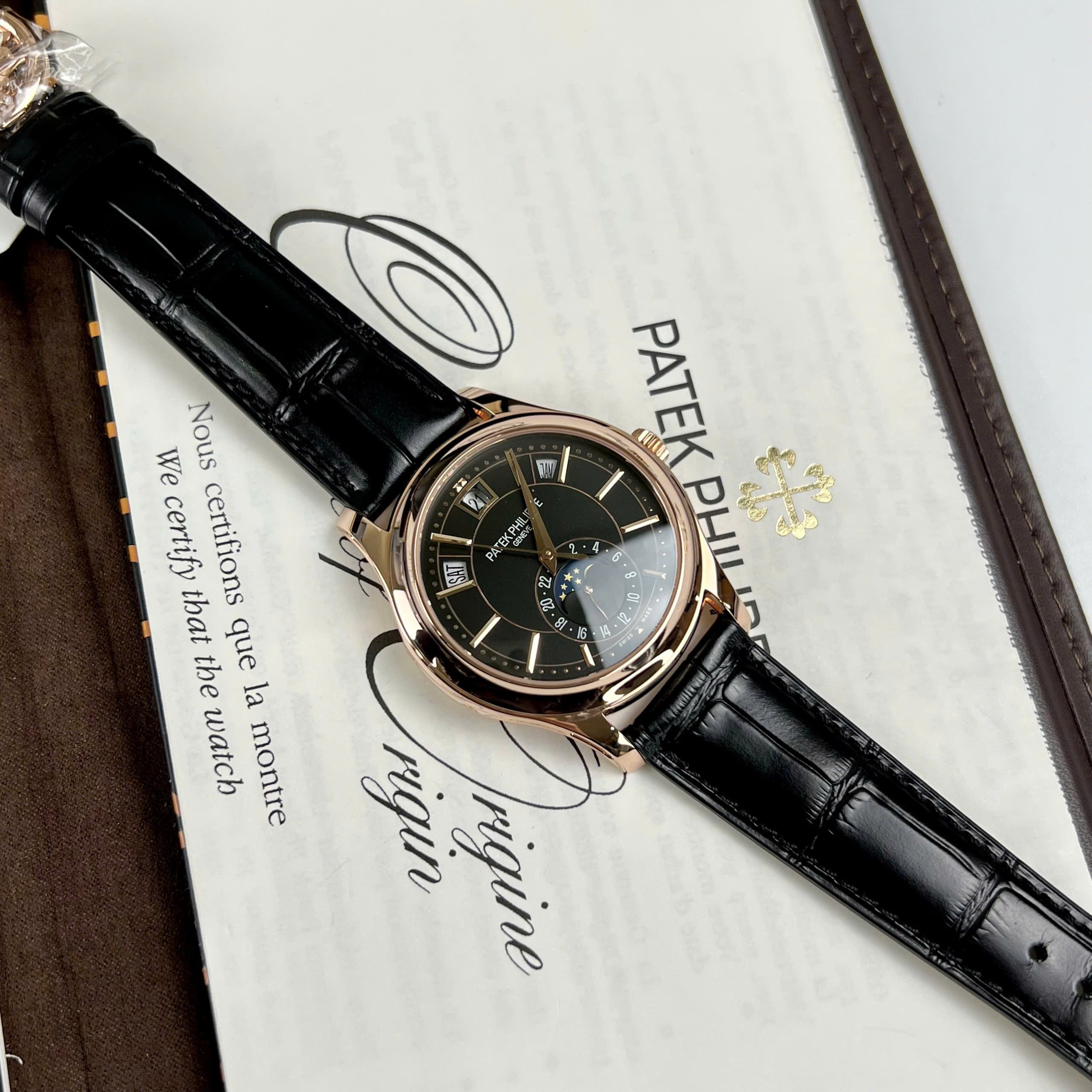 Patek Philippe 5205R 18K Gold Wrapped Black Leather Strap GR Factory 40mm - Image 2