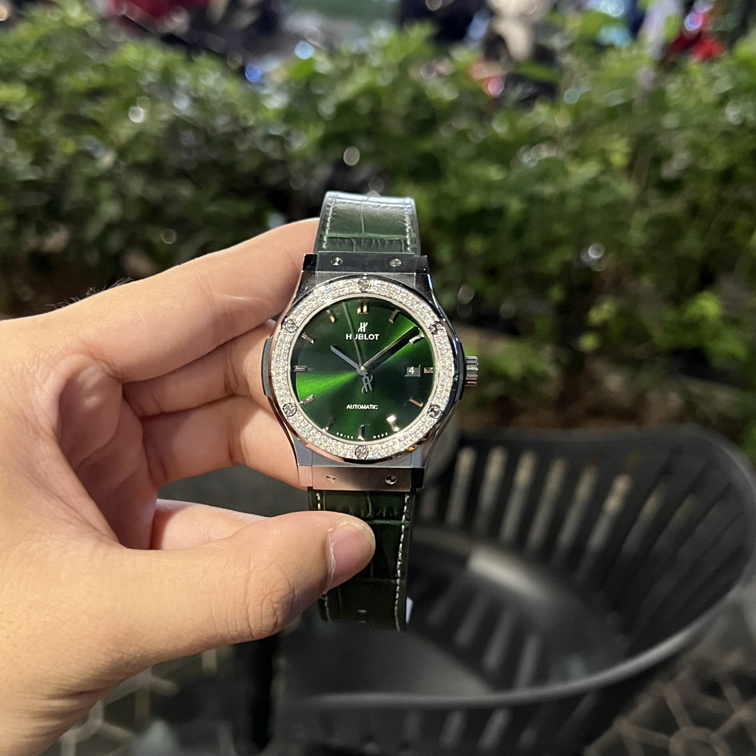 Hublot Classic Fusion Titanium Custom Diamonds Moissanite Green Dial 42mm - Image 2