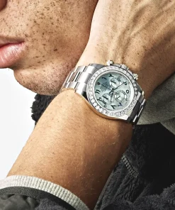 Alternative view of Rolex Daytona 116576TBR Platinum Diamond Ice Blue Arabic Dial