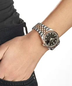 Alternative view of Rolex Datejust 36 126231 Rose Gold Stainless Steel Black Diamond Dial