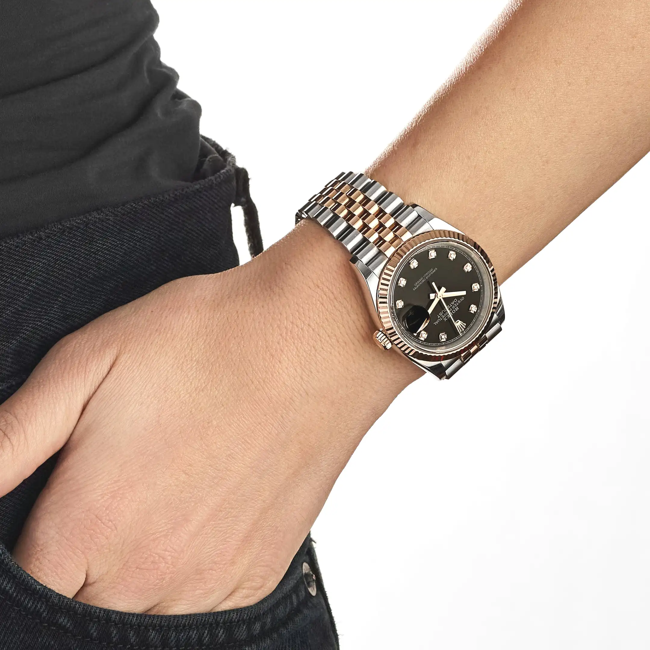 Rolex Datejust 36 126231 Rose Gold Stainless Steel Black Diamond Dial - Image 2