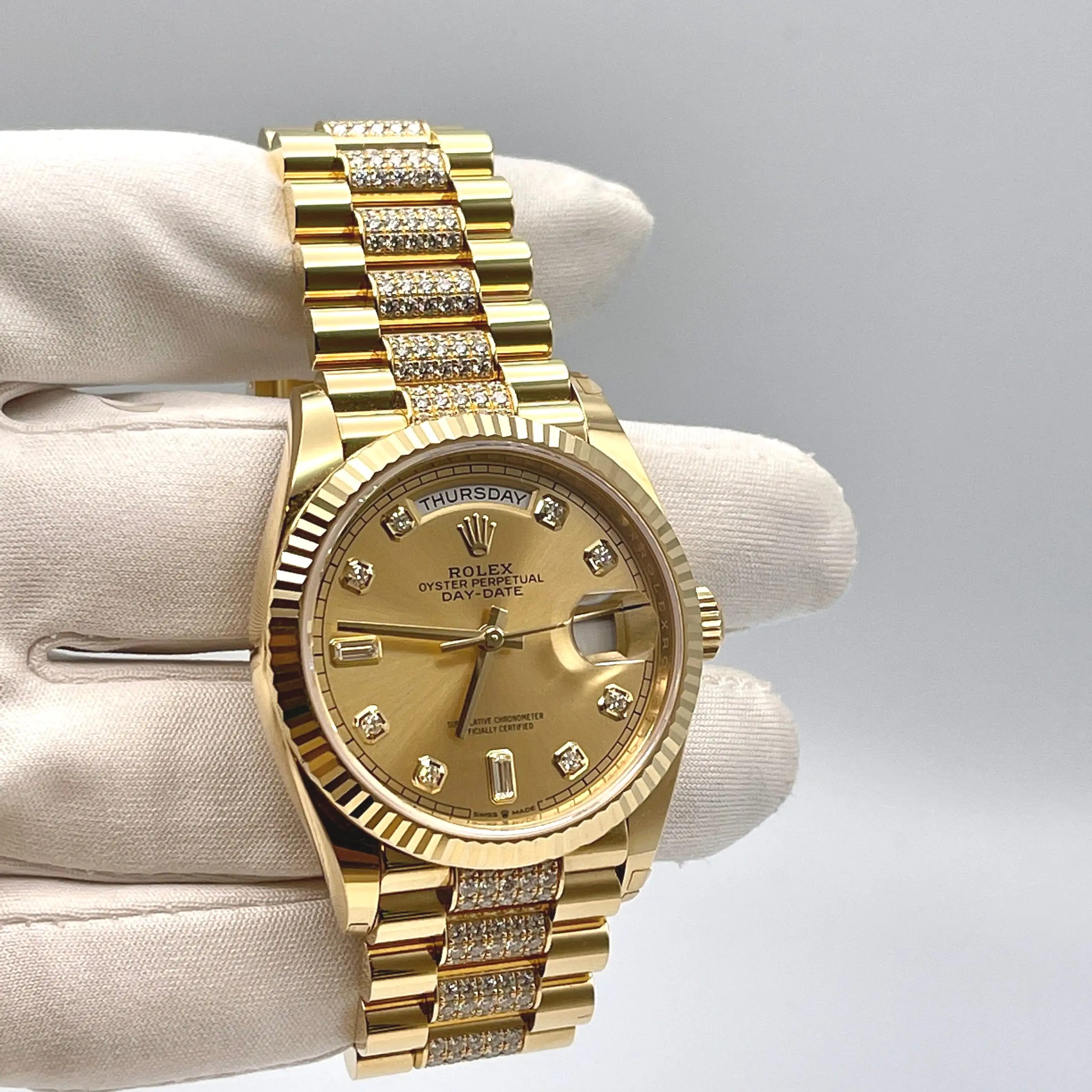 Rolex Day-Date 36 128238 Yellow Gold Champagne Diamond Dial - Image 2