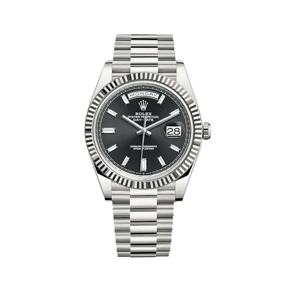 Rolex Day-Date 40 228239 White Gold Black Diamond Dial 40mm