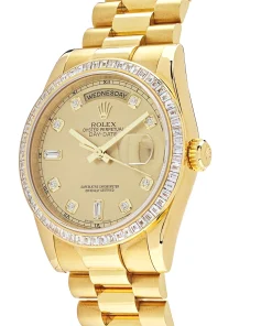 Alternative view of Rolex Day-Date 36 118398BR Yellow Gold Diamond Bezel Champagne Diamond Dial