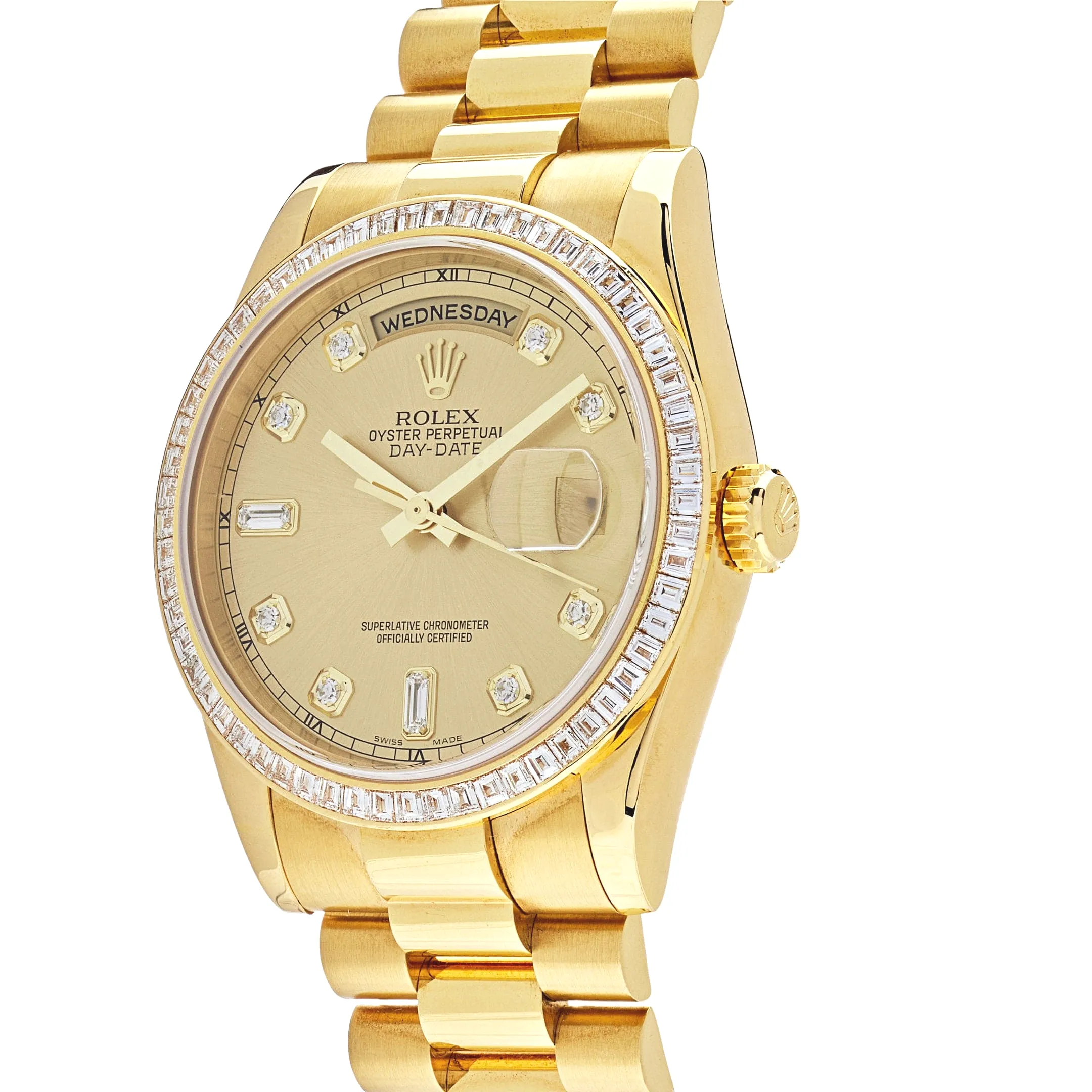 Rolex Day-Date 36 118398BR Yellow Gold Diamond Bezel Champagne Diamond Dial - Image 2
