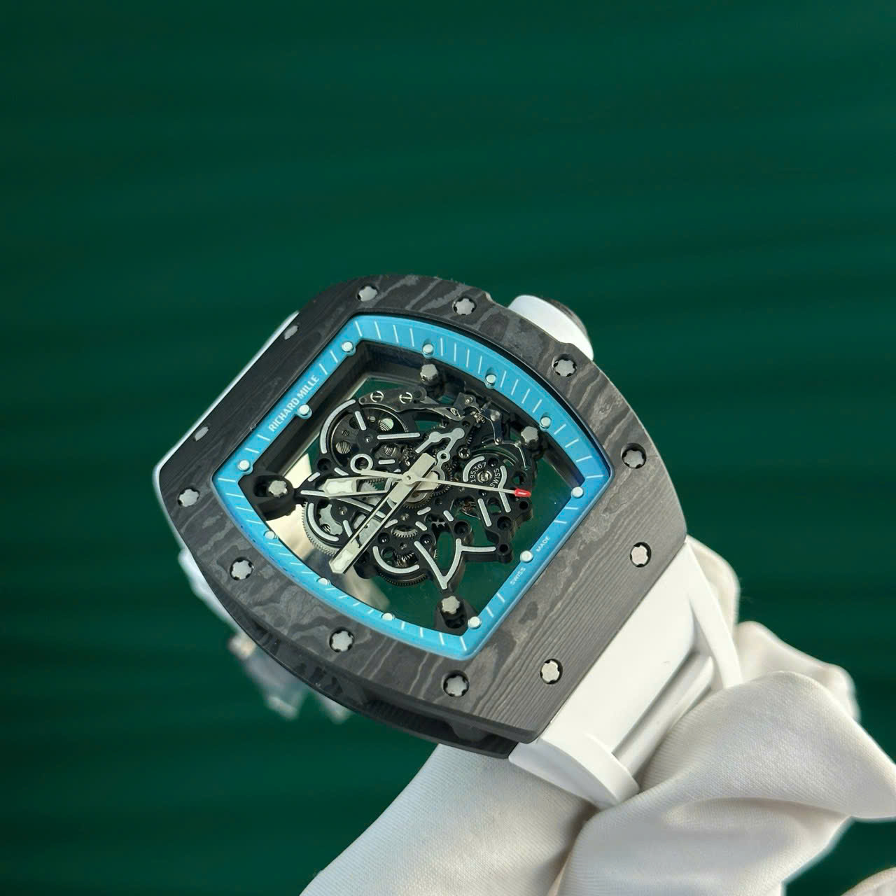 Richard Mille Carbon Crafting NTPT RM055 White Rubber Strap Factory ZF 49.9×42.7mm - Image 9