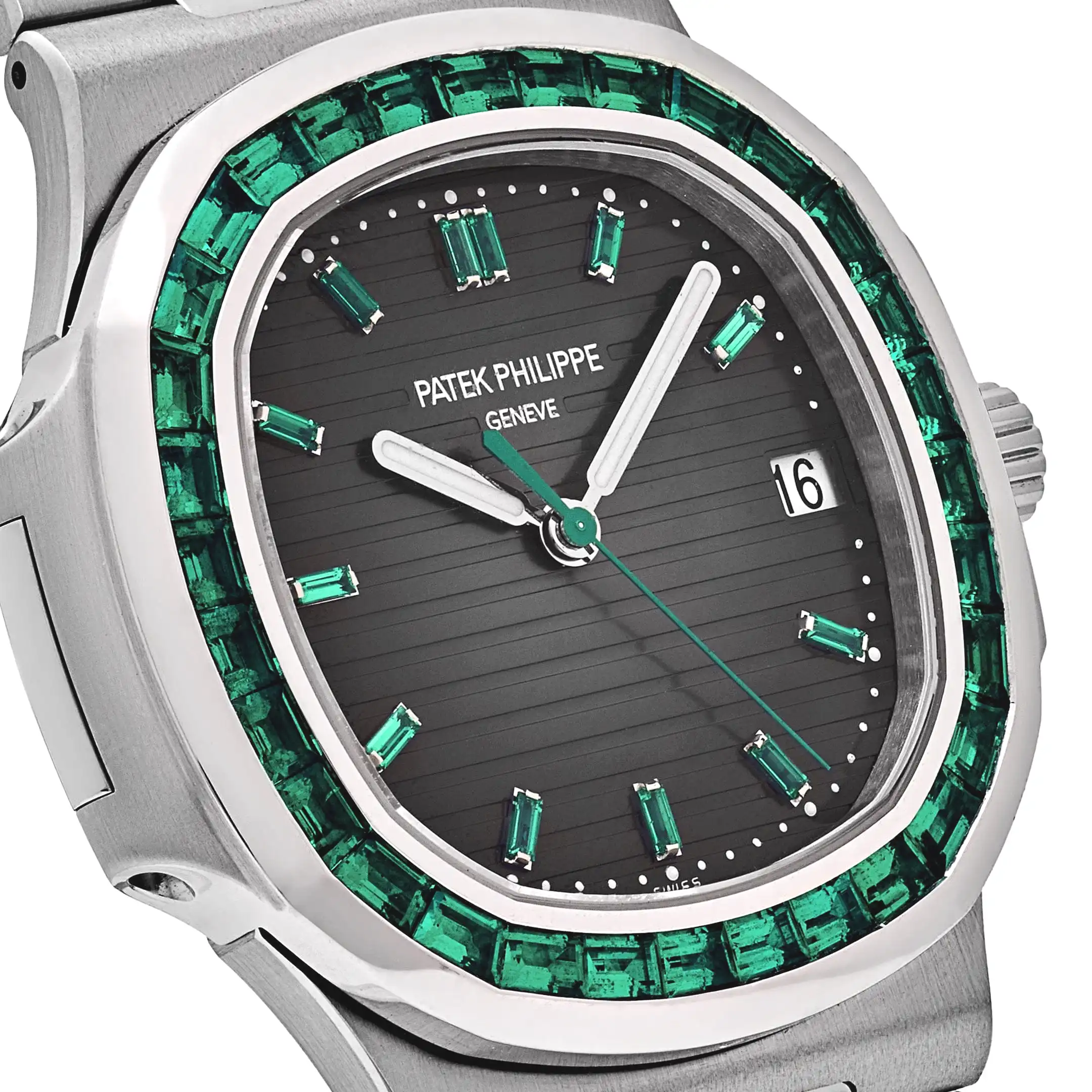 Patek Philippe Nautilus 5711/113P-001 Date Platinum Emeralds Black Dial - Image 4