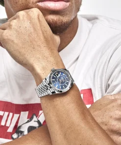 Alternative view of Rolex Sky-Dweller 326934 Stainless Steel Blue Dial Jubilee 42mm