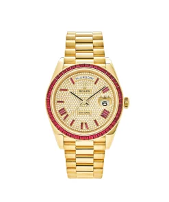 Rolex Day-Date 40 228398TRU Yellow Gold Roman Dial Ruby Bezel