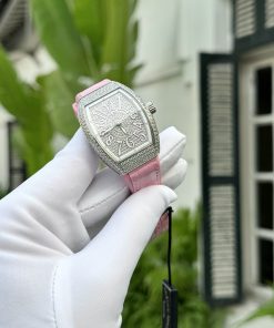 Alternative view of Franck Muller V32 Full Diamonds Replica Watch ABF Factory Pink Color 32x40mm