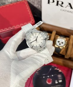 Alternative view of Hublot Classic Fusion Titanium Custom Diamonds Moissanite White Dial 38mm