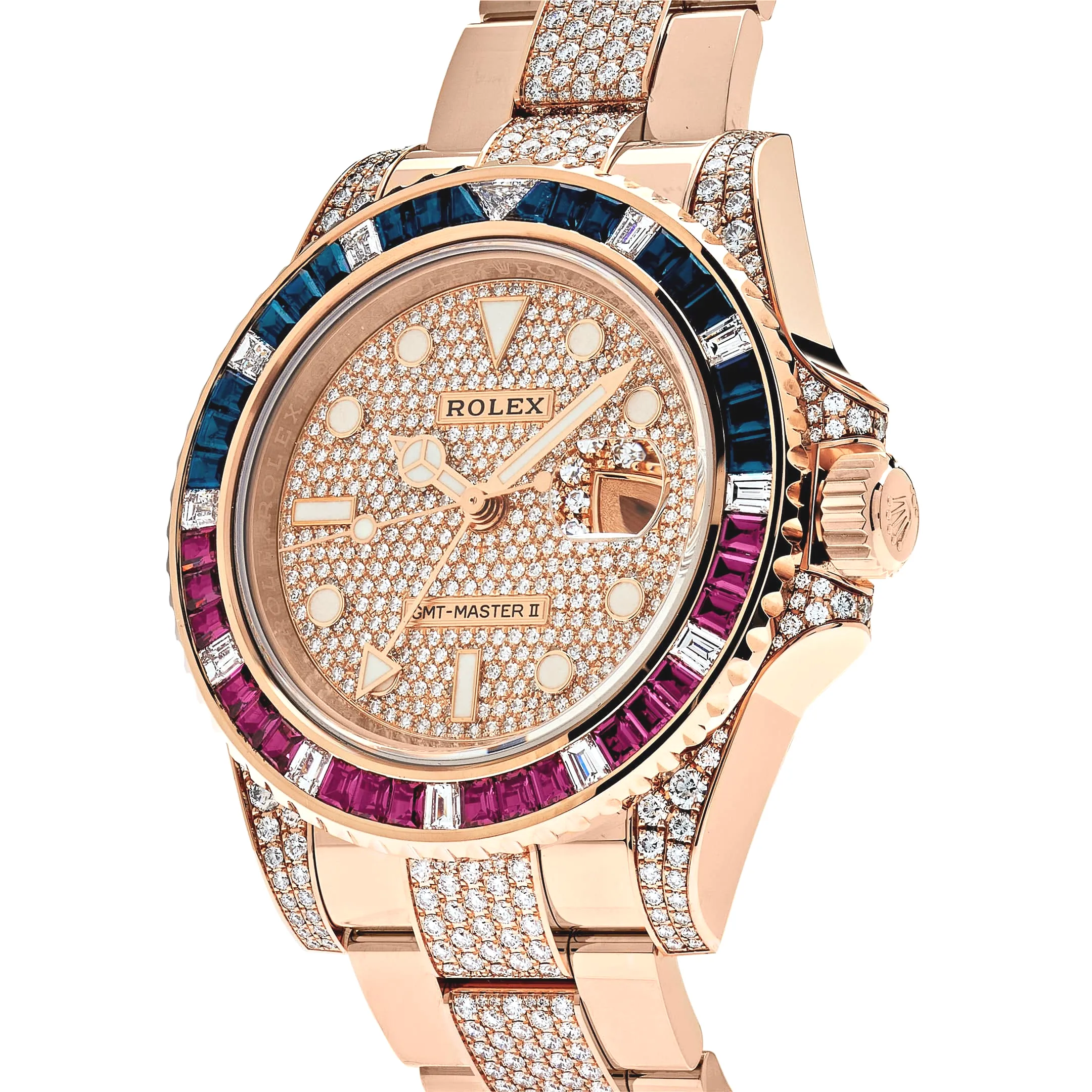 Rolex GMT-Master II 126755SARU Rose Gold Sapphire and Ruby Diamond Pave - Image 2