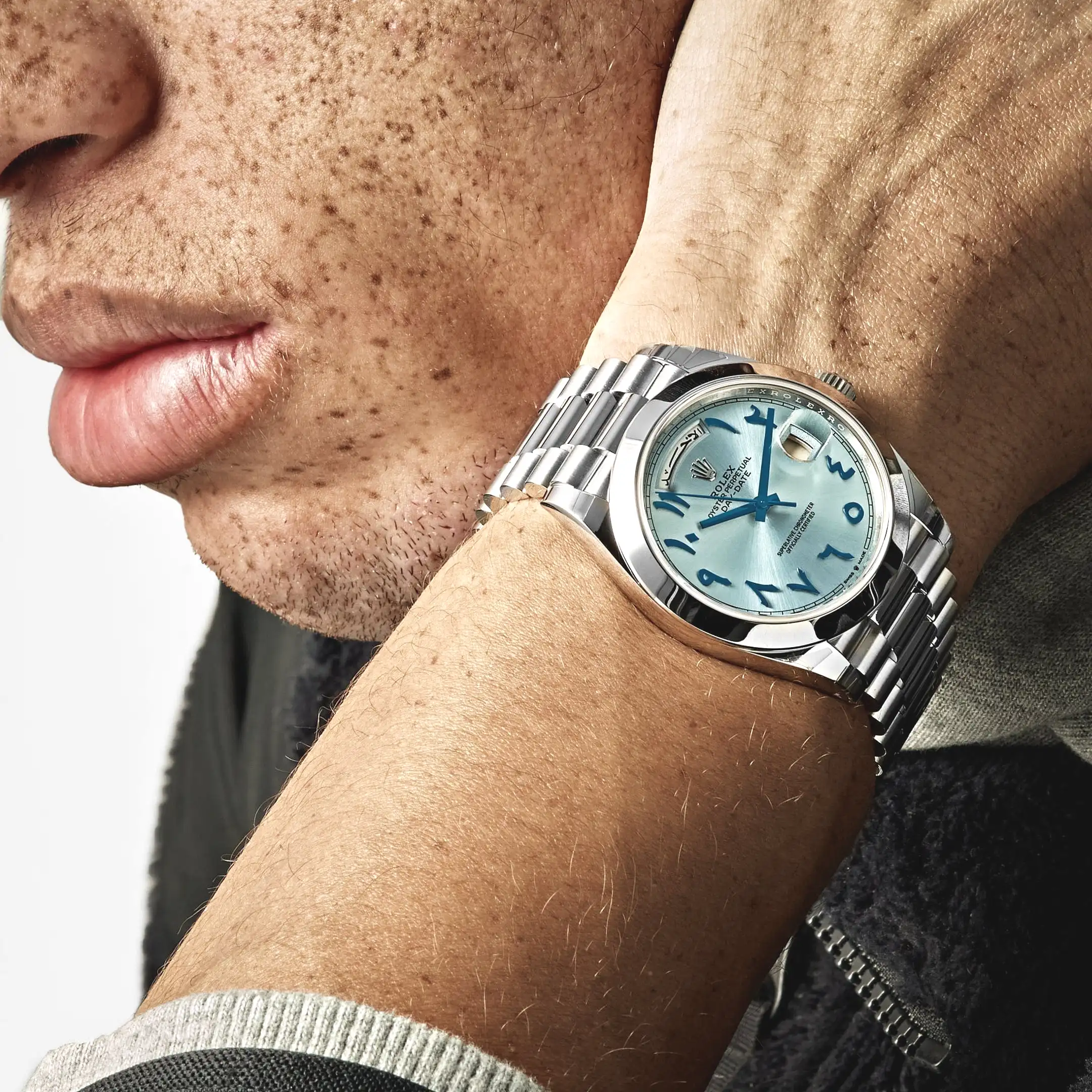 Rolex Day-Date 40 228206 Platinum Ice Blue Arabic Dial Smooth Dial - Image 2