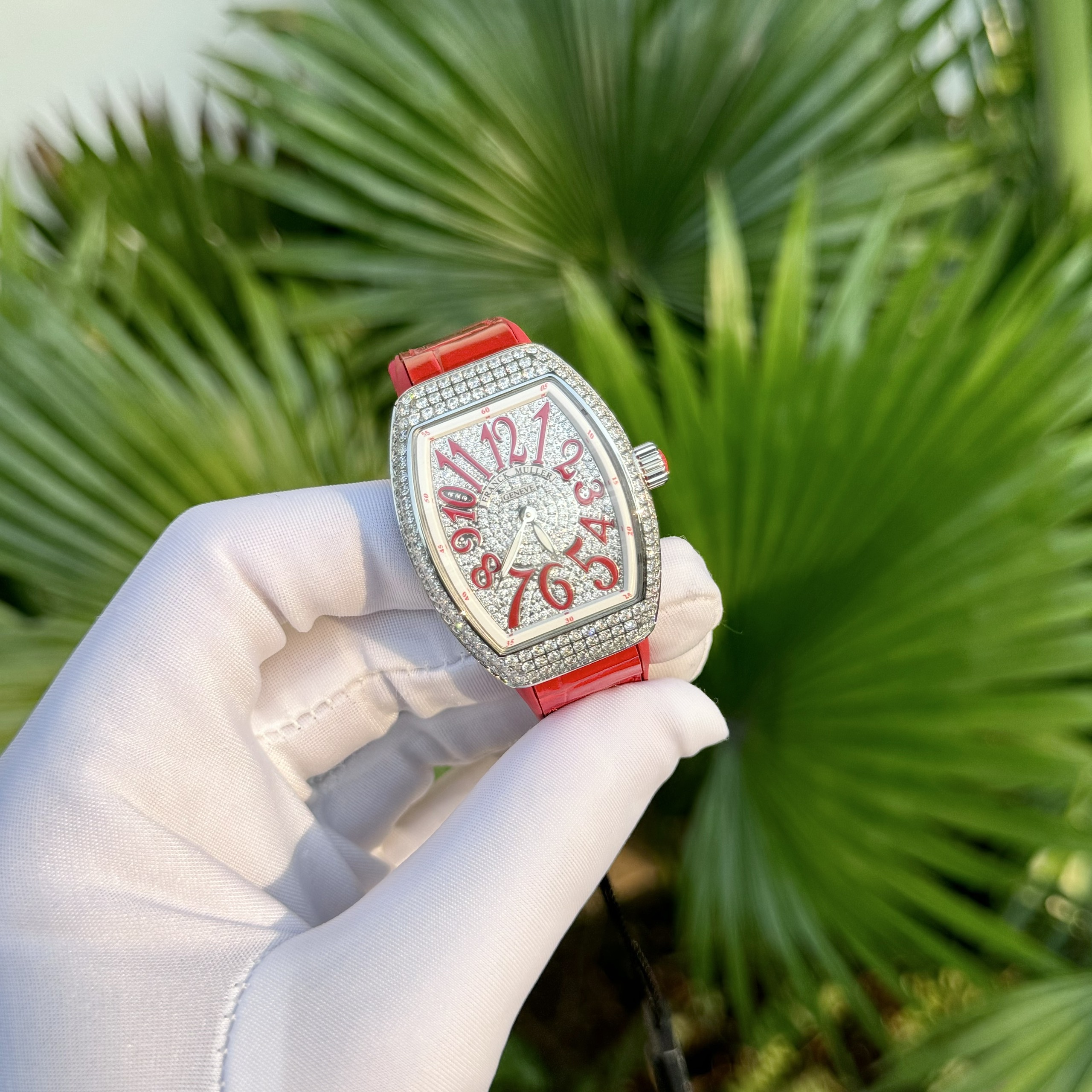 Franck Muller V32 Diamonds Red Color ABF Factory Replica Watch 36mm - Image 3